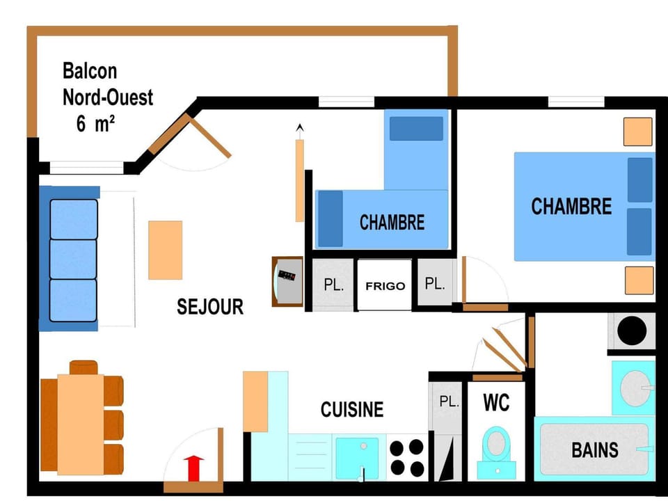 Appartement spacieux 6 pers au pied des pistes avec parking et WIFI Apartment in Auvergne-Rhône-Alpes