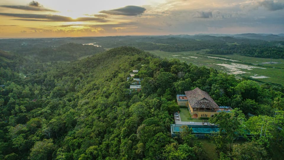 Natural landscape, Bird's eye view, Mountain view, Sunset