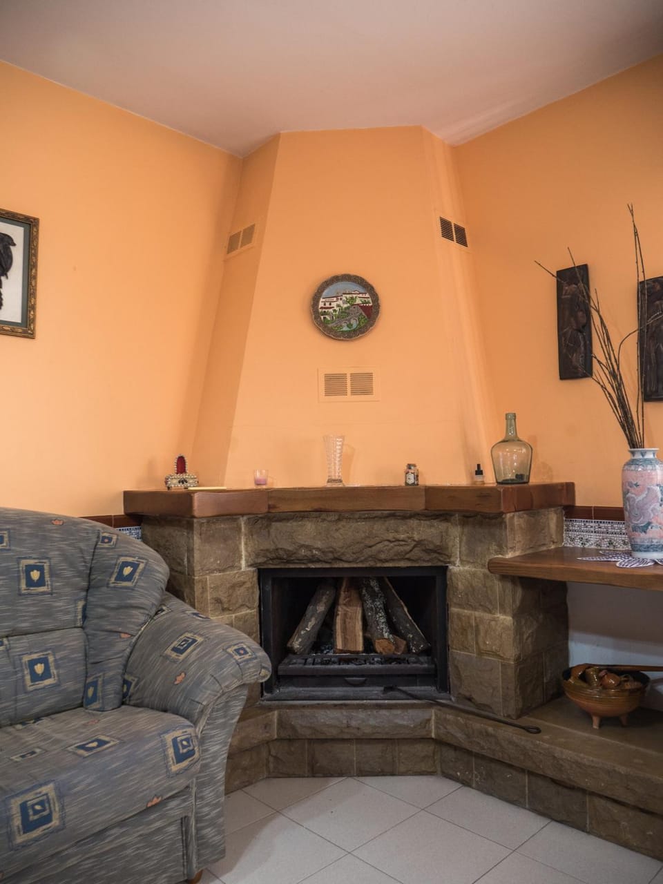 Living room, fireplace