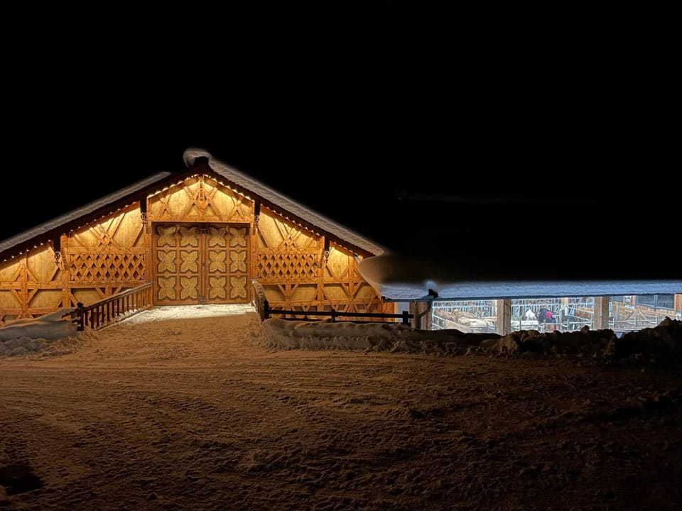Property building, Night, Winter