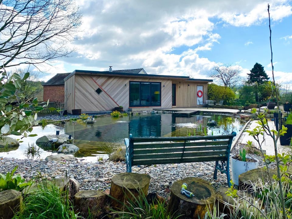 Property building, Spring, Natural landscape, Sauna, Garden view