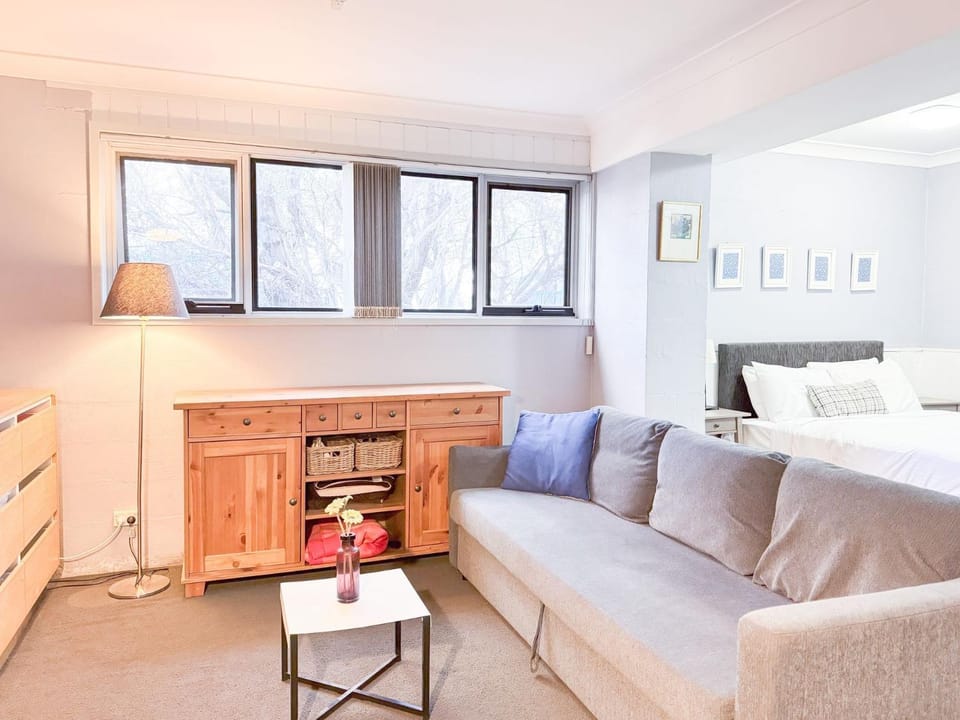 Bed, Living room, Seating area