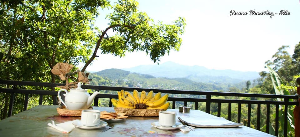 Spring, Day, Natural landscape, View (from property/room), Balcony/Terrace, Food and drinks, Dining area, Food, Mountain view