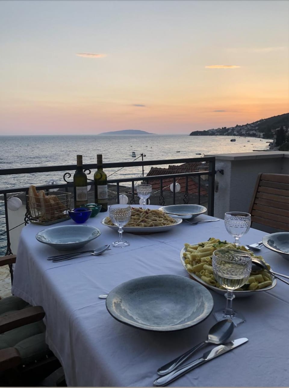 Balcony/Terrace, Dining area, Sea view, Sunset