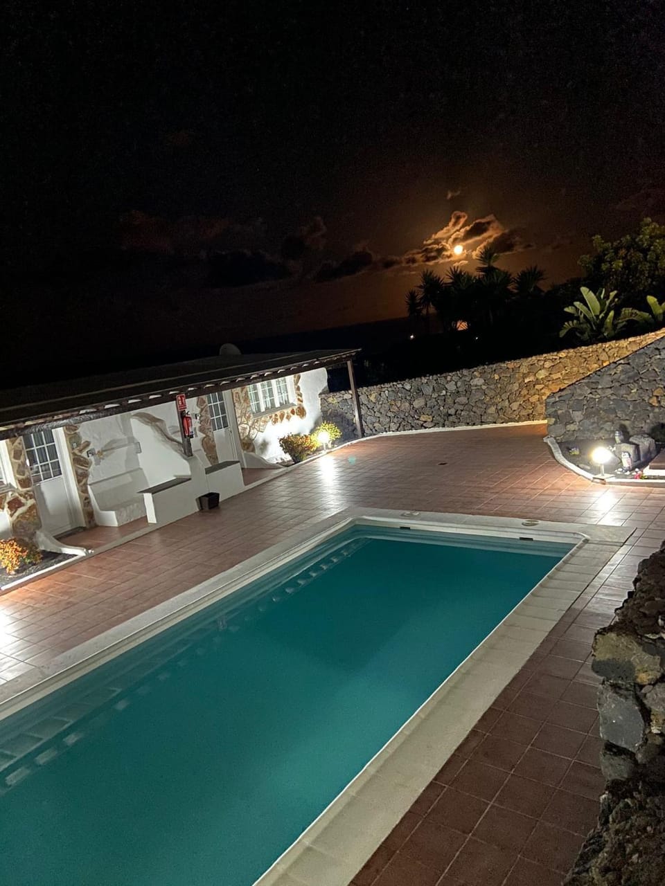 Night, Pool view, Swimming pool