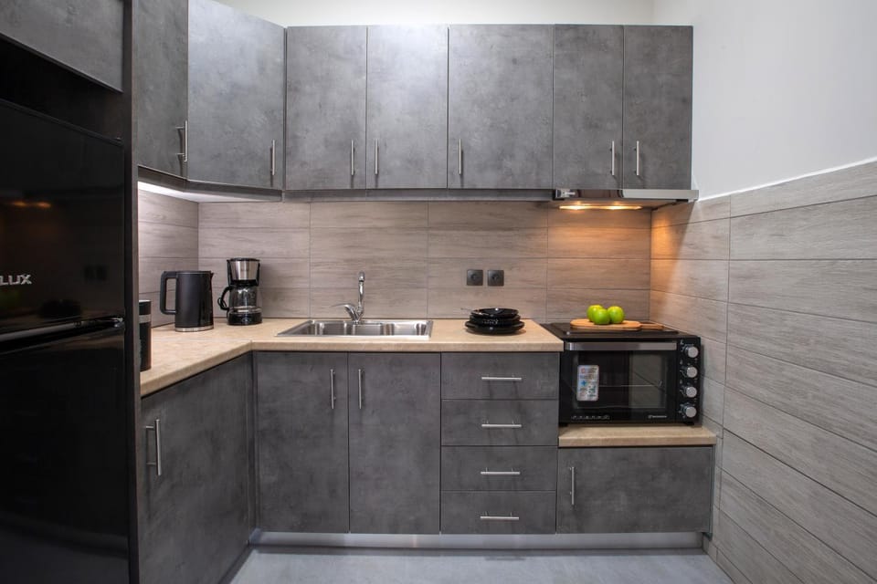 Kitchen or kitchenette, stove