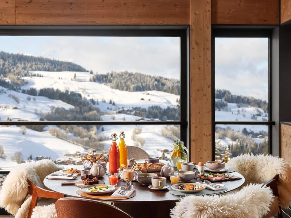 Natural landscape, Winter, Food and drinks, Food, Mountain view, Breakfast, Continental breakfast, Drinks