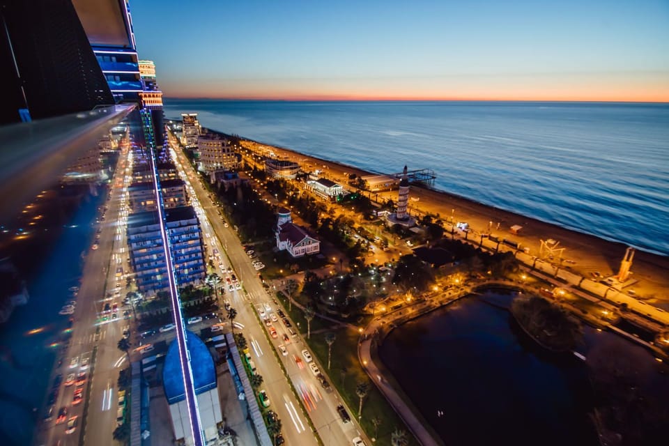 Night, Bird's eye view, Beach, Sea view, Sunset