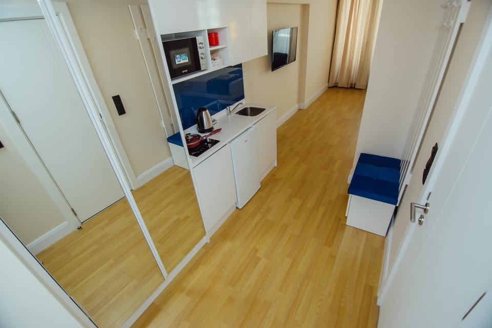 Kitchen or kitchenette, minibar, stove