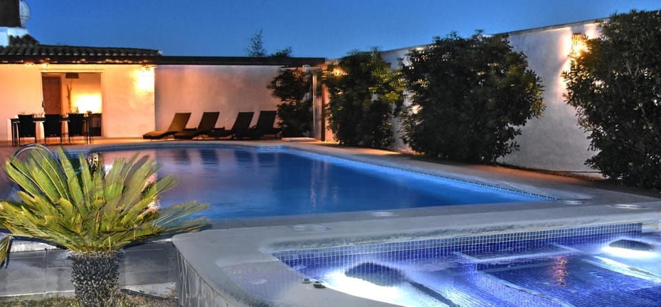 Night, Pool view, Swimming pool