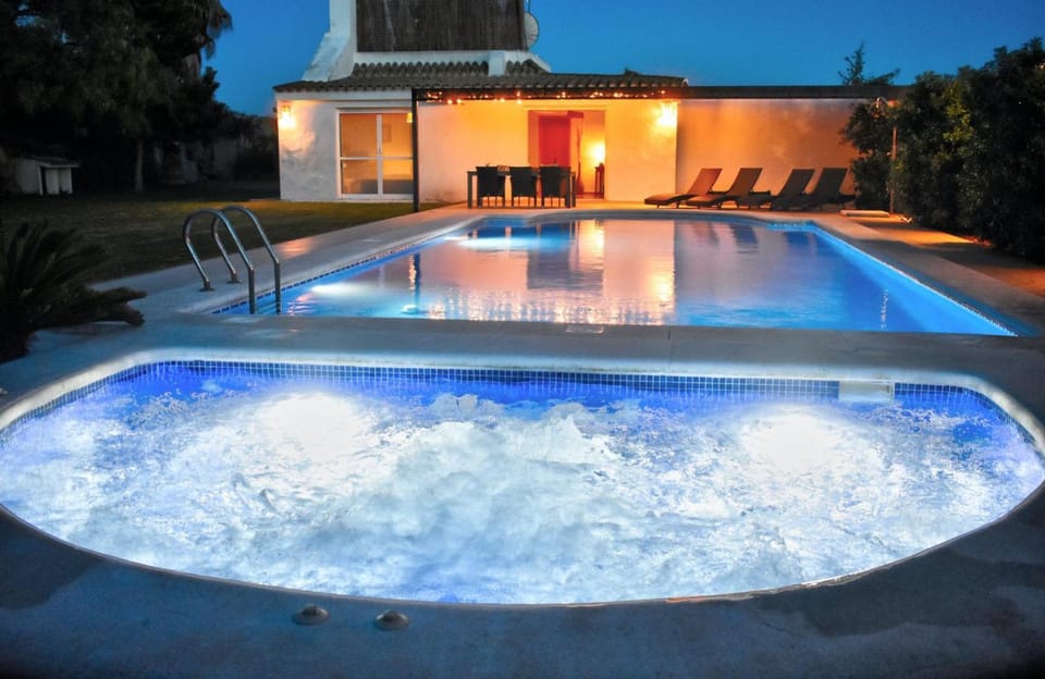 Night, Pool view, Swimming pool