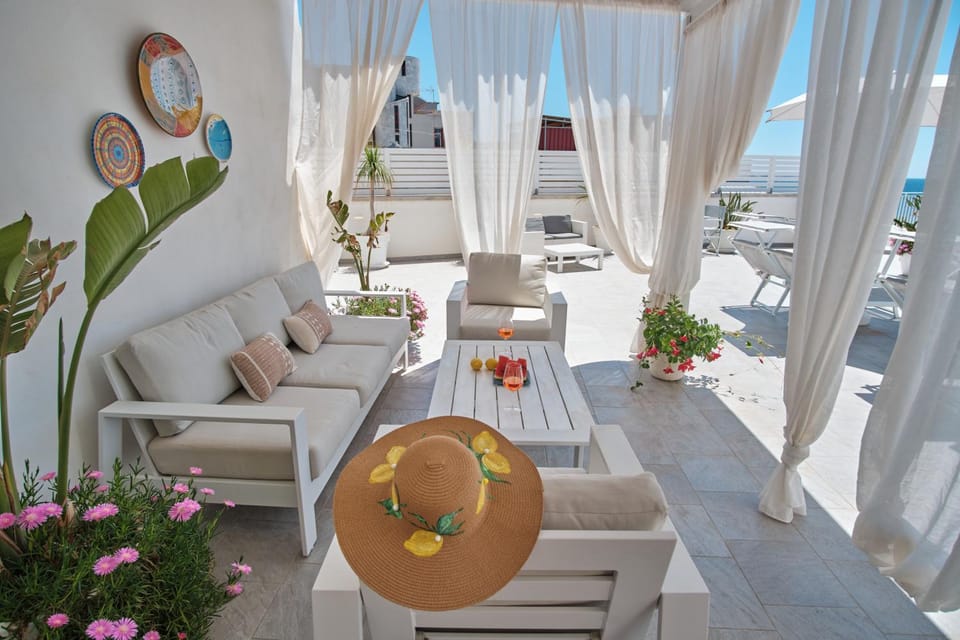 Patio, Day, Natural landscape, View (from property/room), Balcony/Terrace, Living room, Seating area, Dining area, Sea view, Internal: Not applicable to any particular room