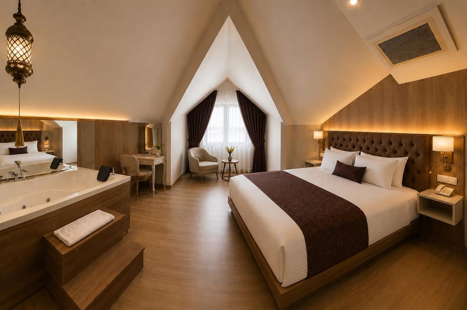 Bed, Hot Tub, Photo of the whole room, Seating area, Bedroom, Bath