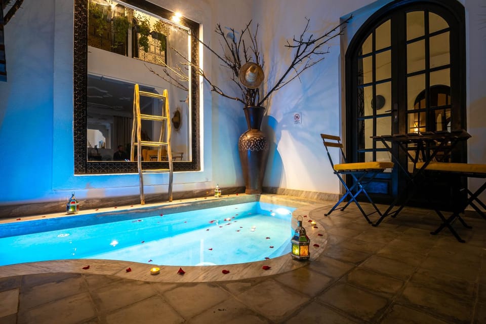 Patio, Night, Pool view, Swimming pool