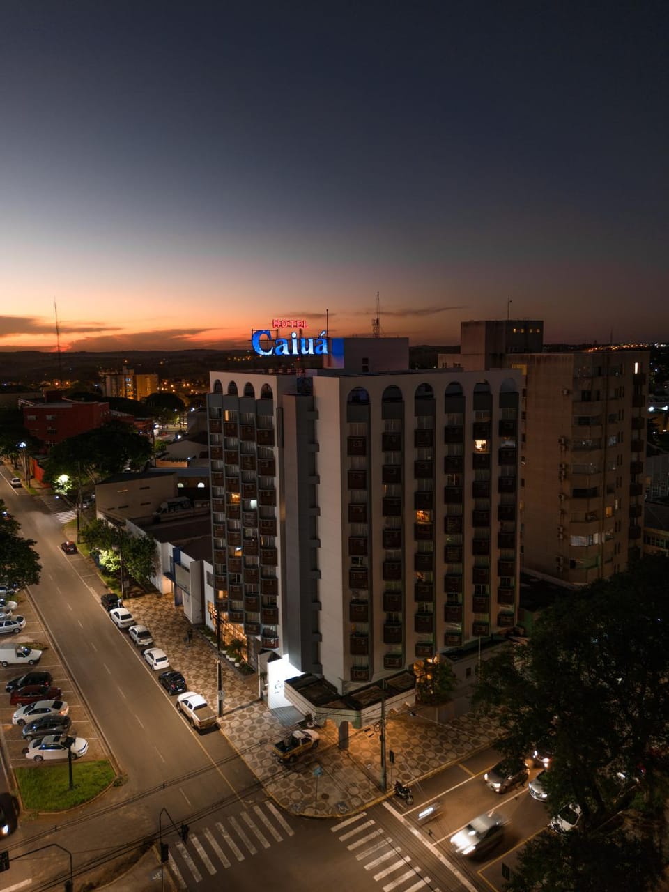 Property building, City view, Location, Sunset