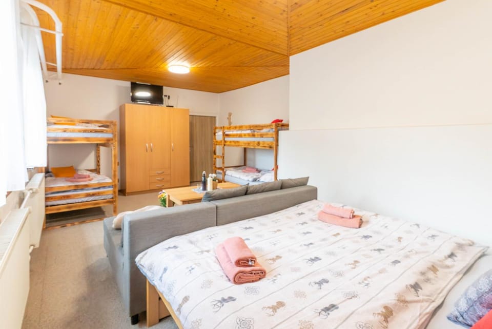 Bed, TV and multimedia, Photo of the whole room, bunk bed, towels, wardrobe