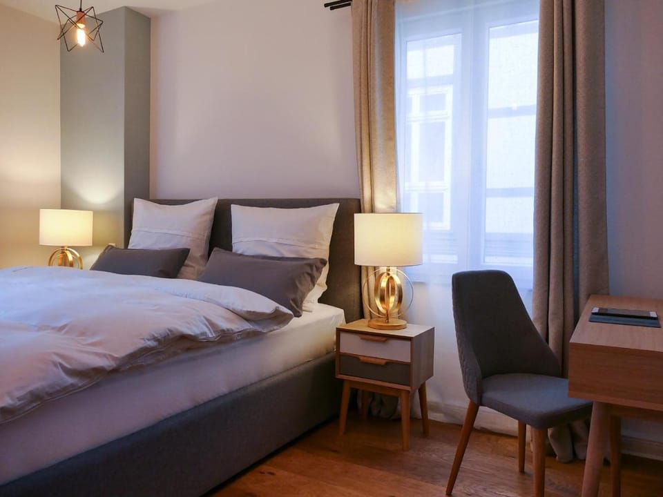 Bed, Decorative detail, Bedroom, Inner courtyard view