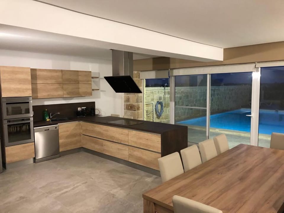 Pool view, kitchen