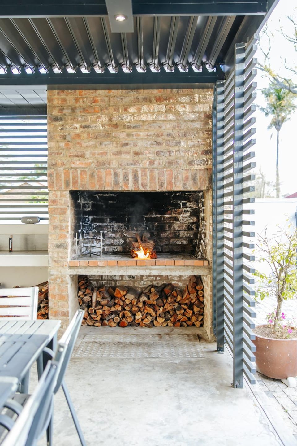Patio, fireplace