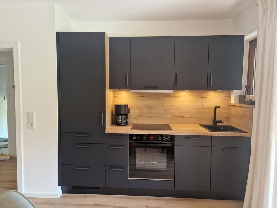 Kitchen or kitchenette, dishwasher, stove