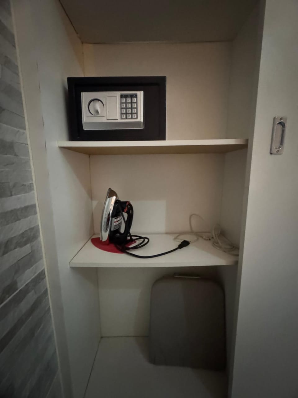 Bedroom, flat iron, safe, wardrobe