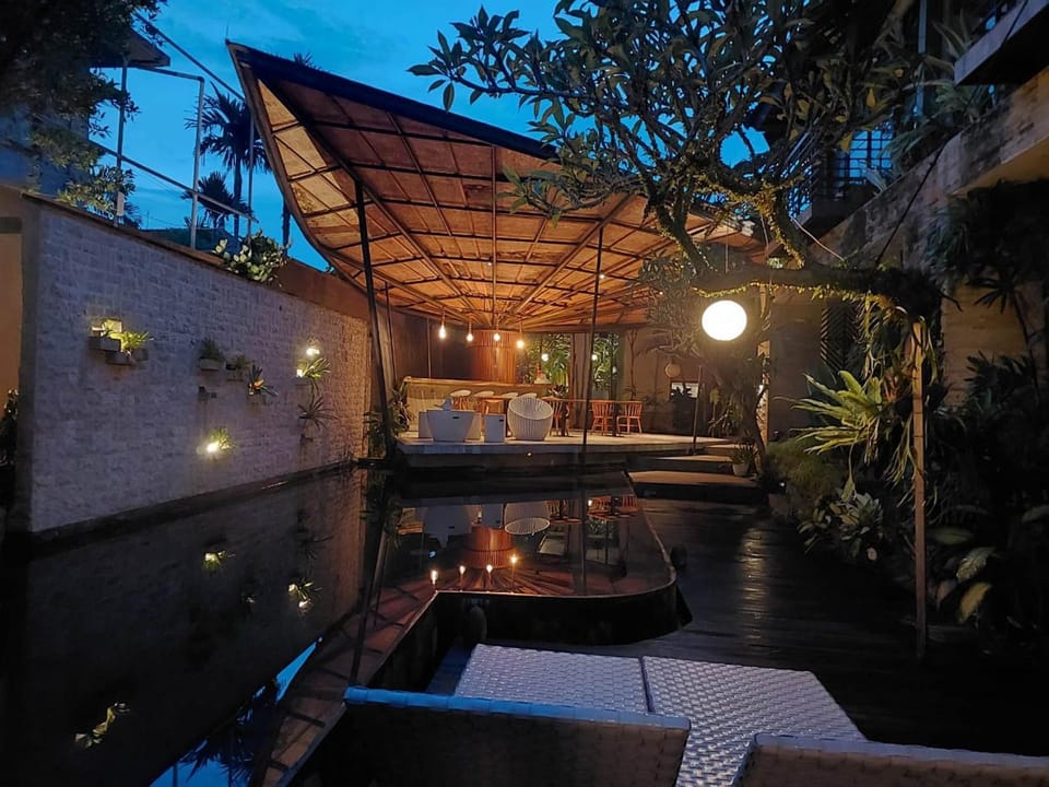 Patio, Night, Pool view, Swimming pool