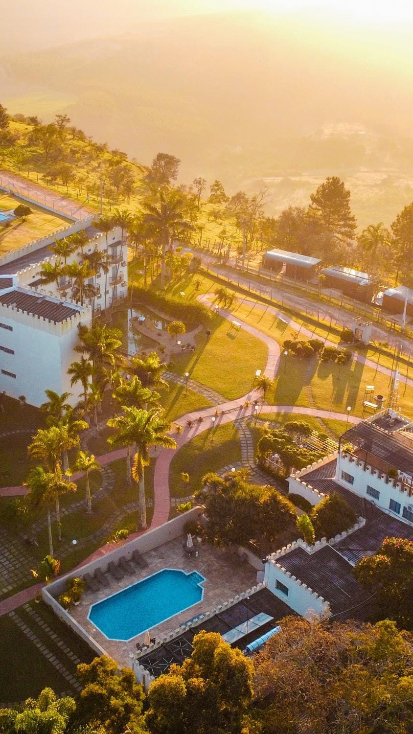 Property building, Restaurant/places to eat, Day, Natural landscape, Bird's eye view, View (from property/room), Mountain view, Pool view, Swimming pool, Sunrise