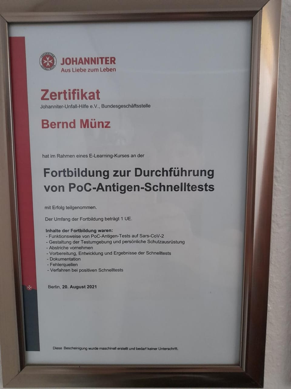 Certificate/Award