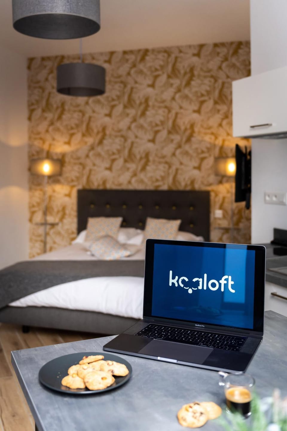 Bed, Property logo or sign