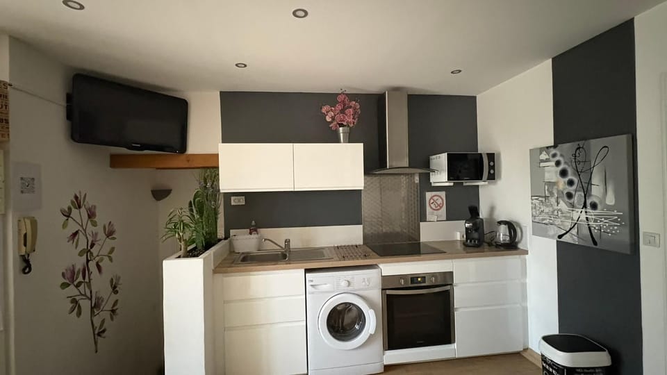 Coffee/tea facilities, Kitchen or kitchenette, oven, stove, washing machine
