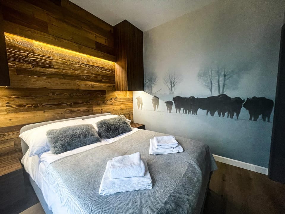 Bed, Photo of the whole room, Bedroom, towels