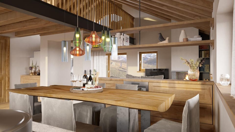 Kitchen or kitchenette, Living room, Dining area