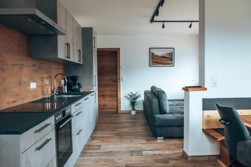 Kitchen or kitchenette, Living room, Seating area