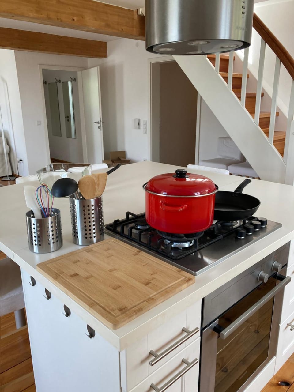 Kitchen or kitchenette, stove