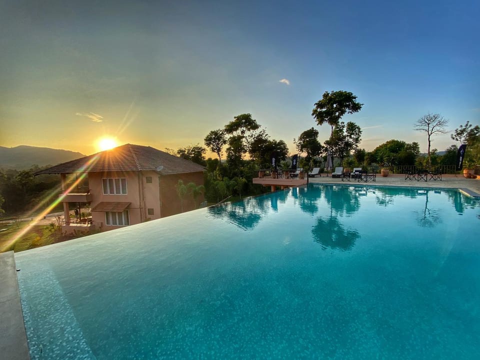 Pool view, Sunset