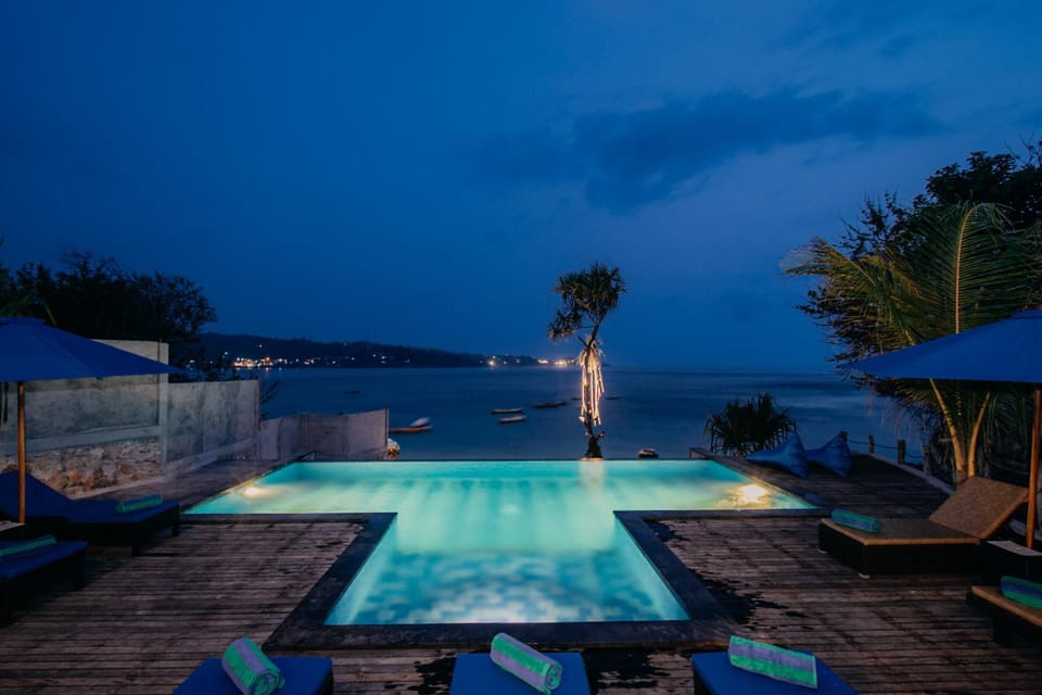 Night, Pool view, sunbed