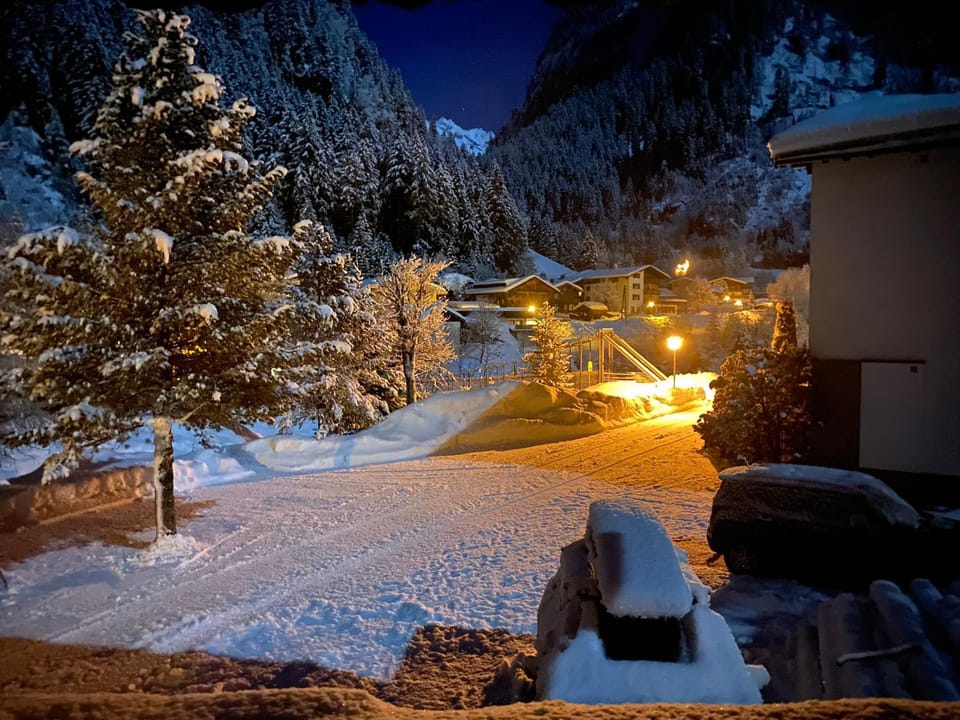 Night, Natural landscape, Winter, Mountain view