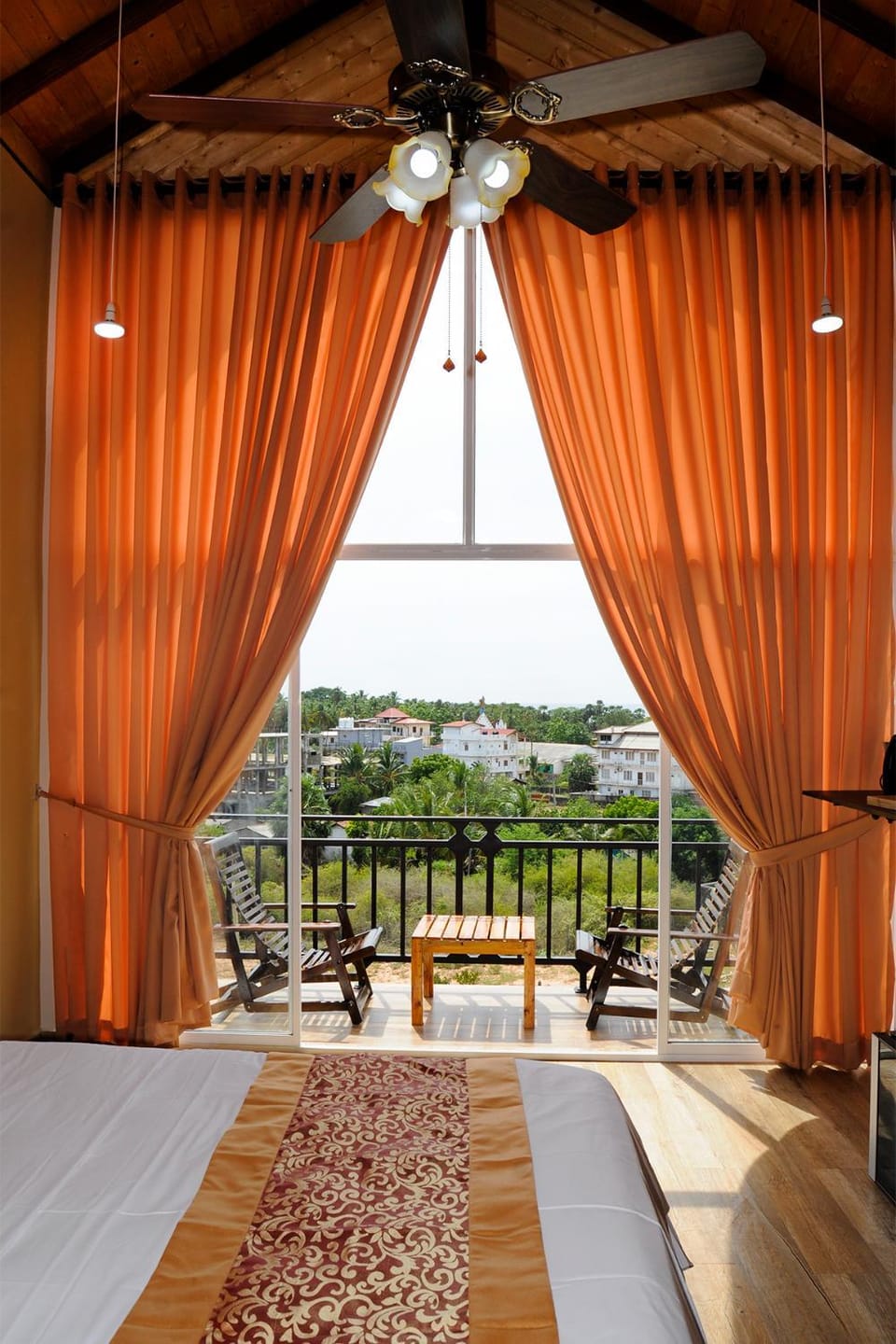 Patio, Bed, Day, Natural landscape, View (from property/room), Balcony/Terrace, Living room, Photo of the whole room, Seating area, Bedroom, fireplace