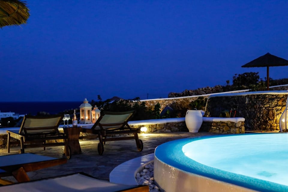 Night, Summer, On site, Swimming pool, Swimming pool