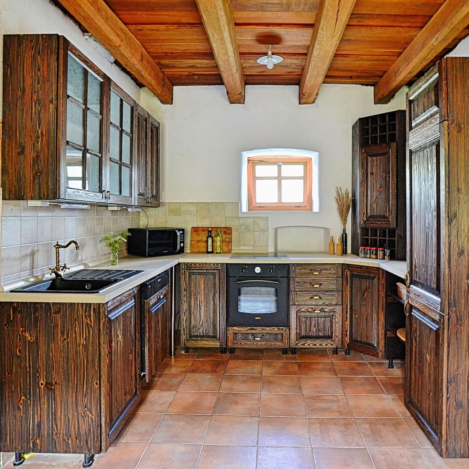 Kitchen or kitchenette, dishwasher, oven, stove