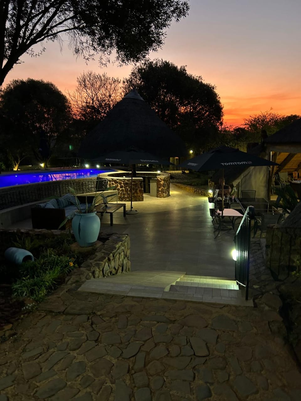 Night, Pool view, Swimming pool, Sunset