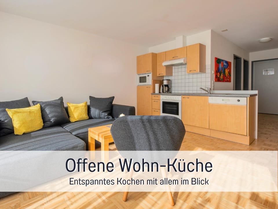 Kitchen or kitchenette, Living room, Seating area