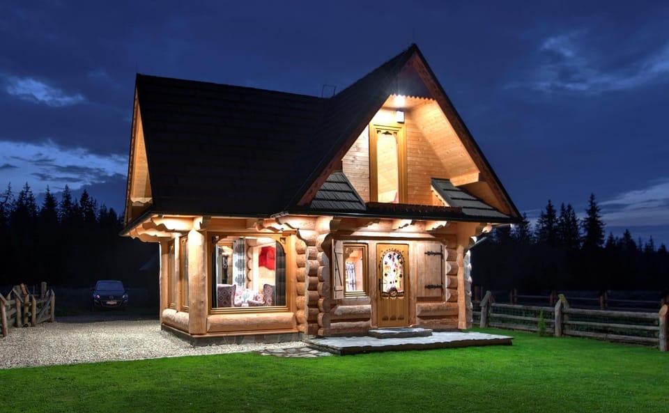Property building, Night, Garden, Garden view