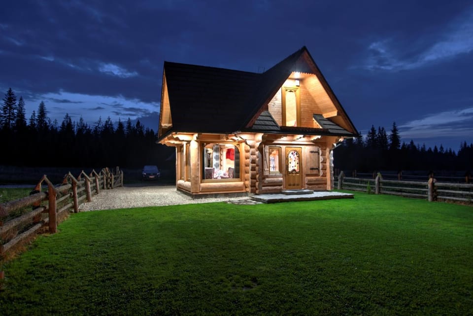 Property building, Night, Garden, Garden view