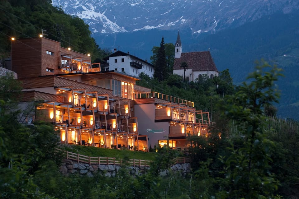Property building, Night, Bird's eye view, Mountain view
