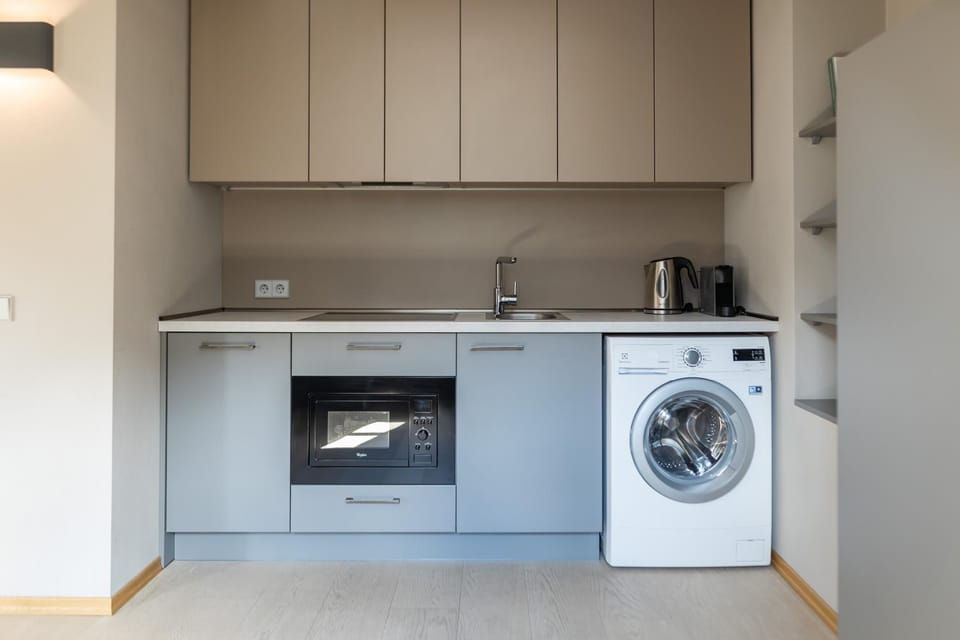 Kitchen or kitchenette, stove