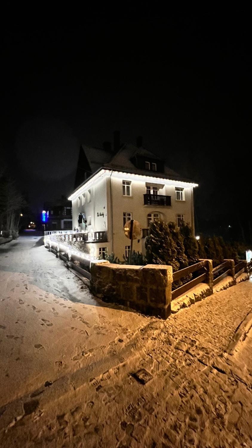 Property building, Night, Winter