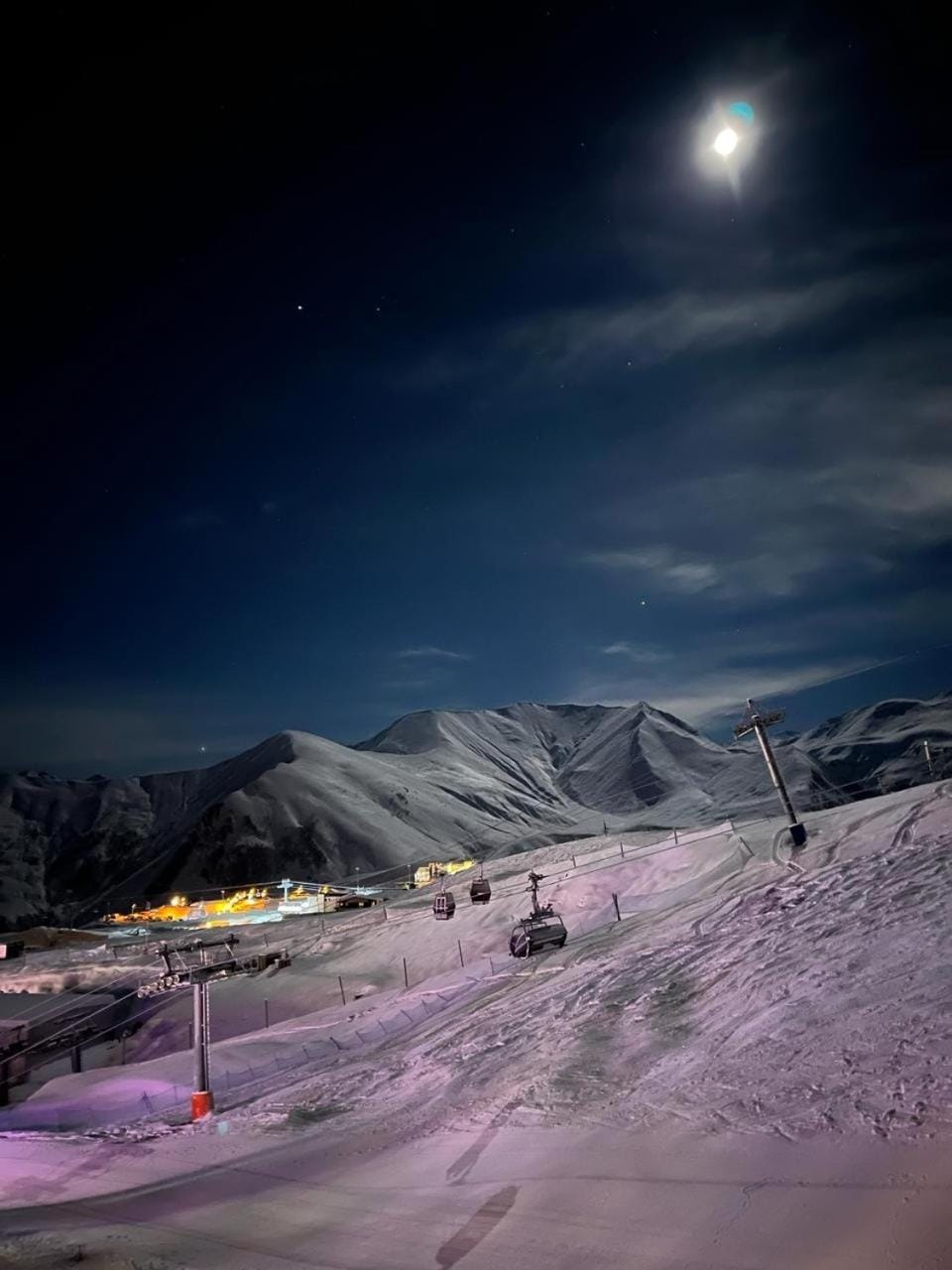 Night, Winter, Skiing