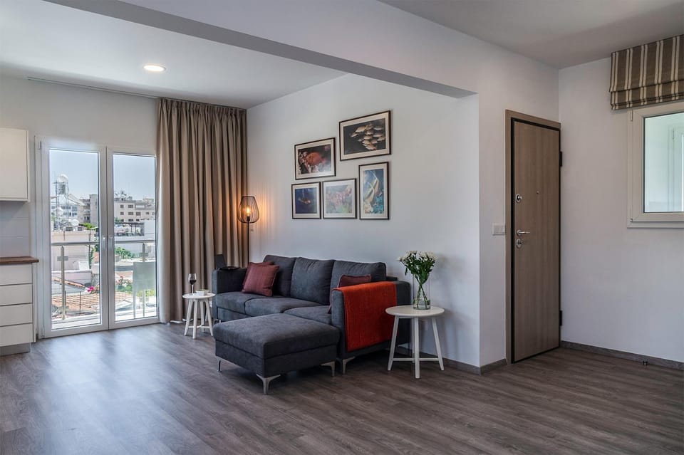 Living room, Seating area, City view, Street view
