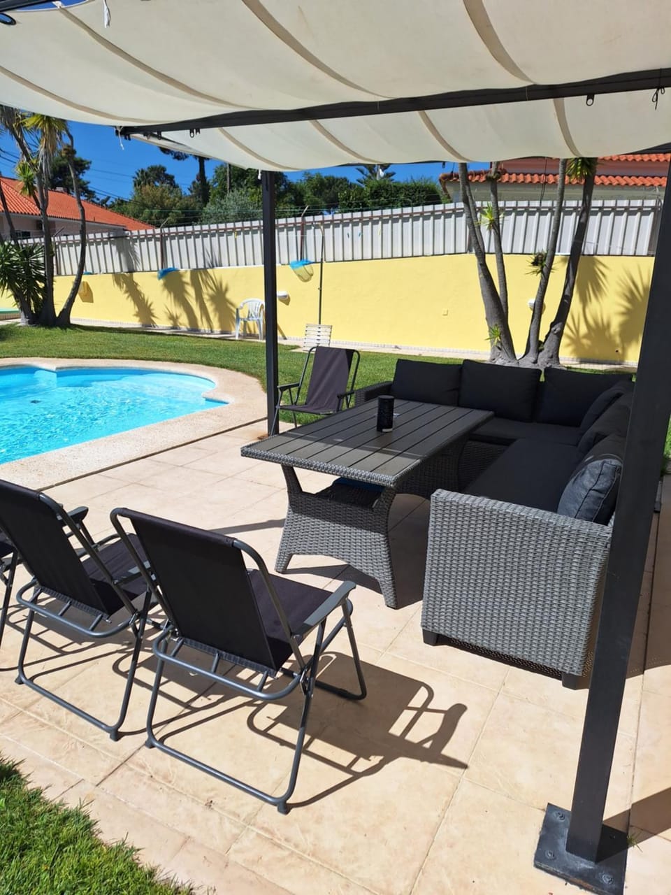 Patio, Day, Garden, Garden view, Pool view, Swimming pool, sunbed